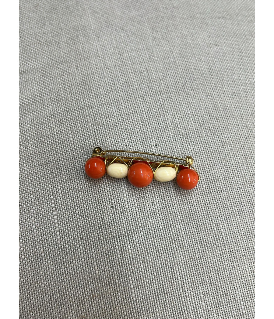 Broche Resina Beige y Coral