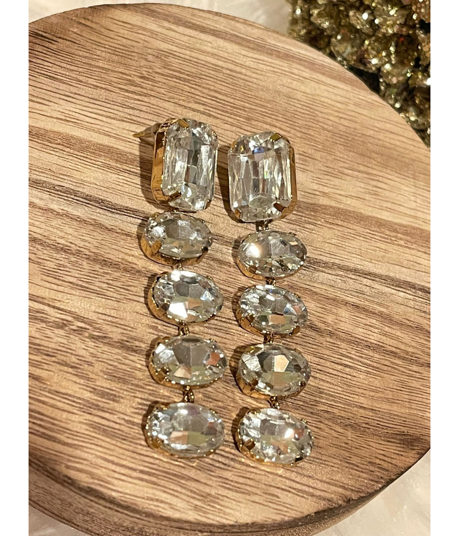 Pendiente Dorado y Cristal