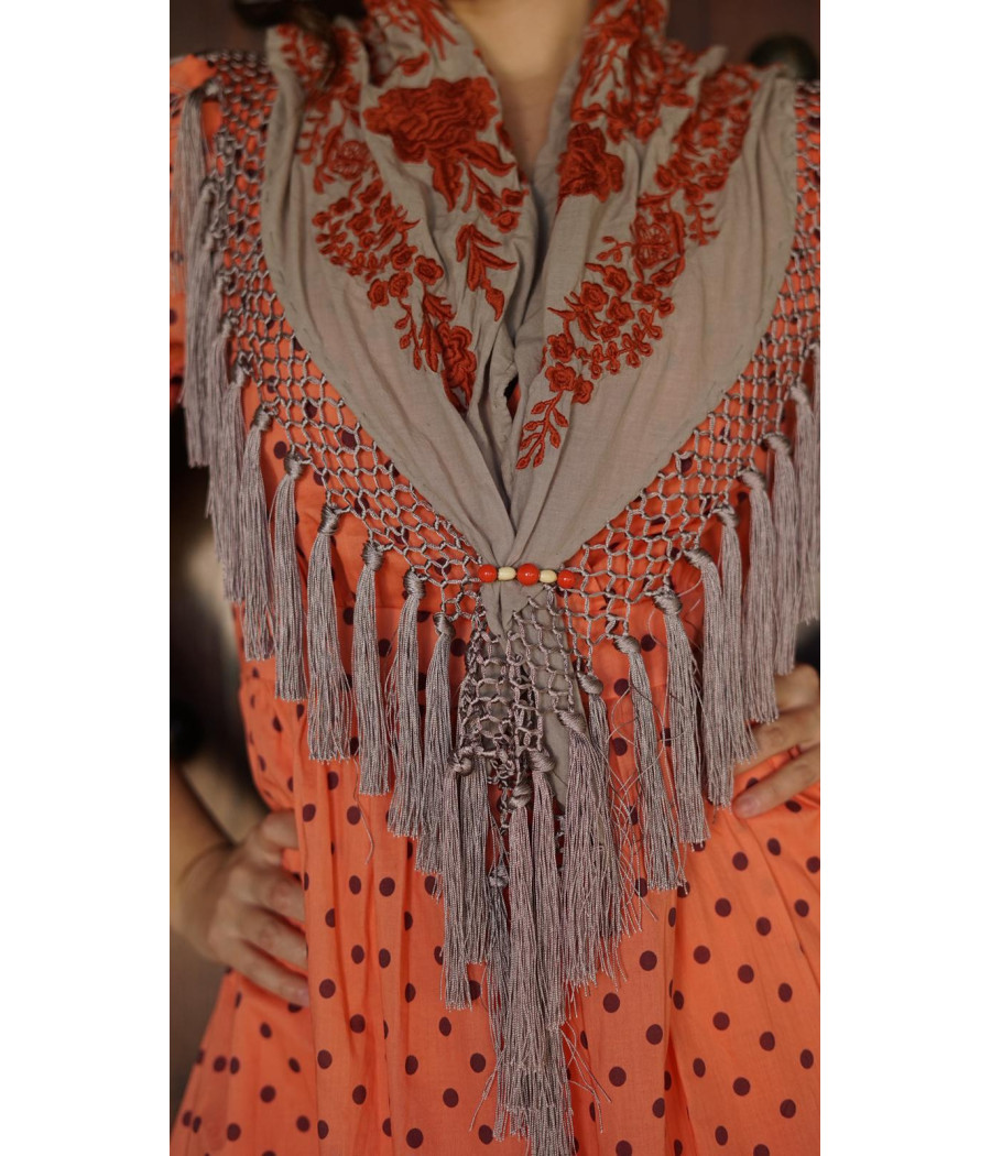 Broche Resina Beige y Coral